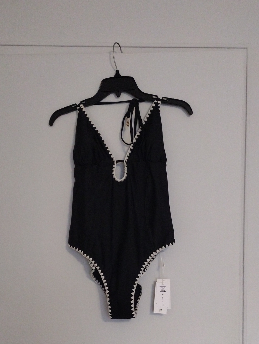 Milly Black Swimsuit with White Scalloped Trim